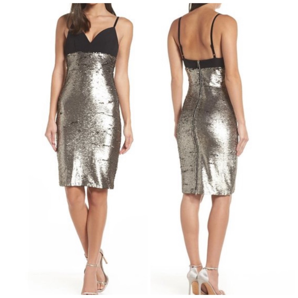 Bronx & Banco Australia Gold Sequin Midi Dress